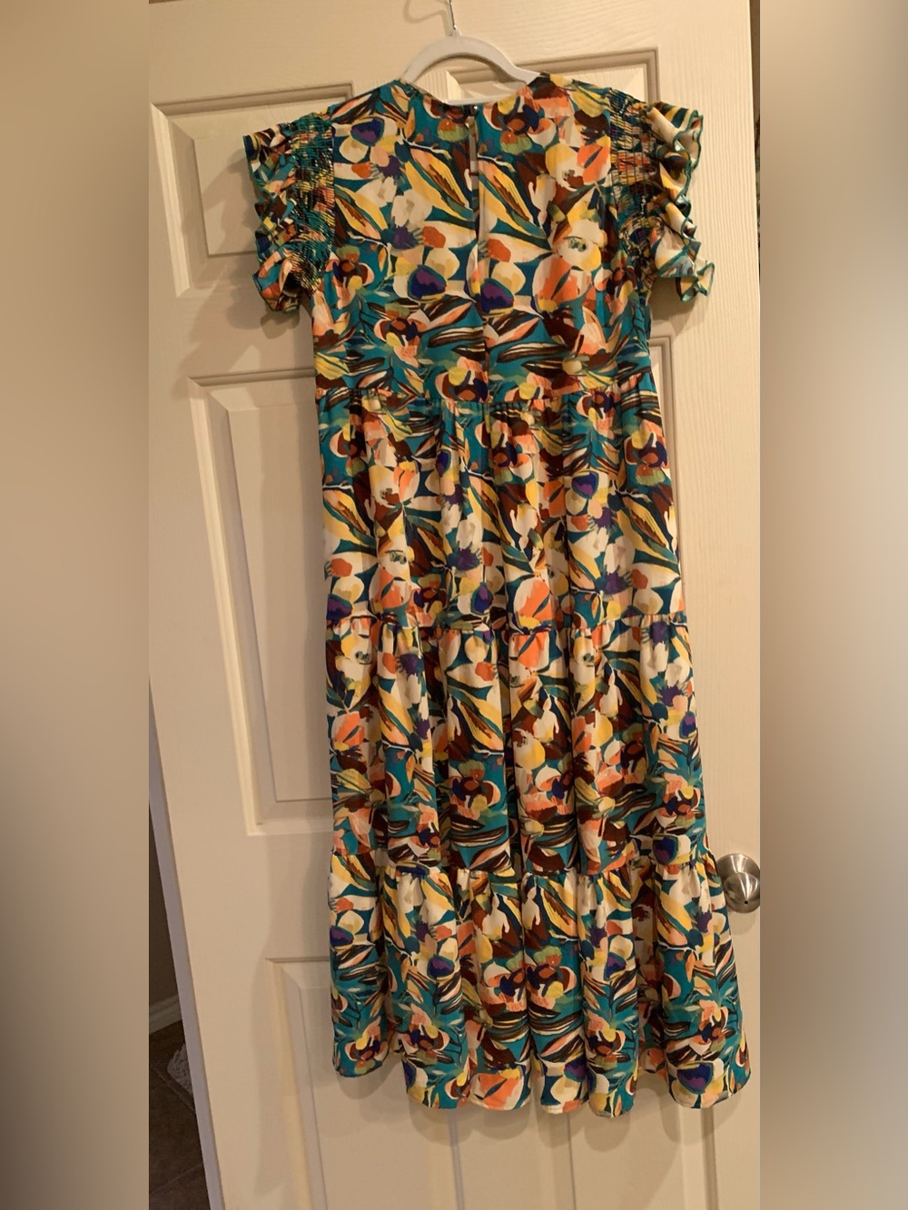 Floral Tiered Maxi Dress in Teal and Multi-Color - Picture 2 of 7